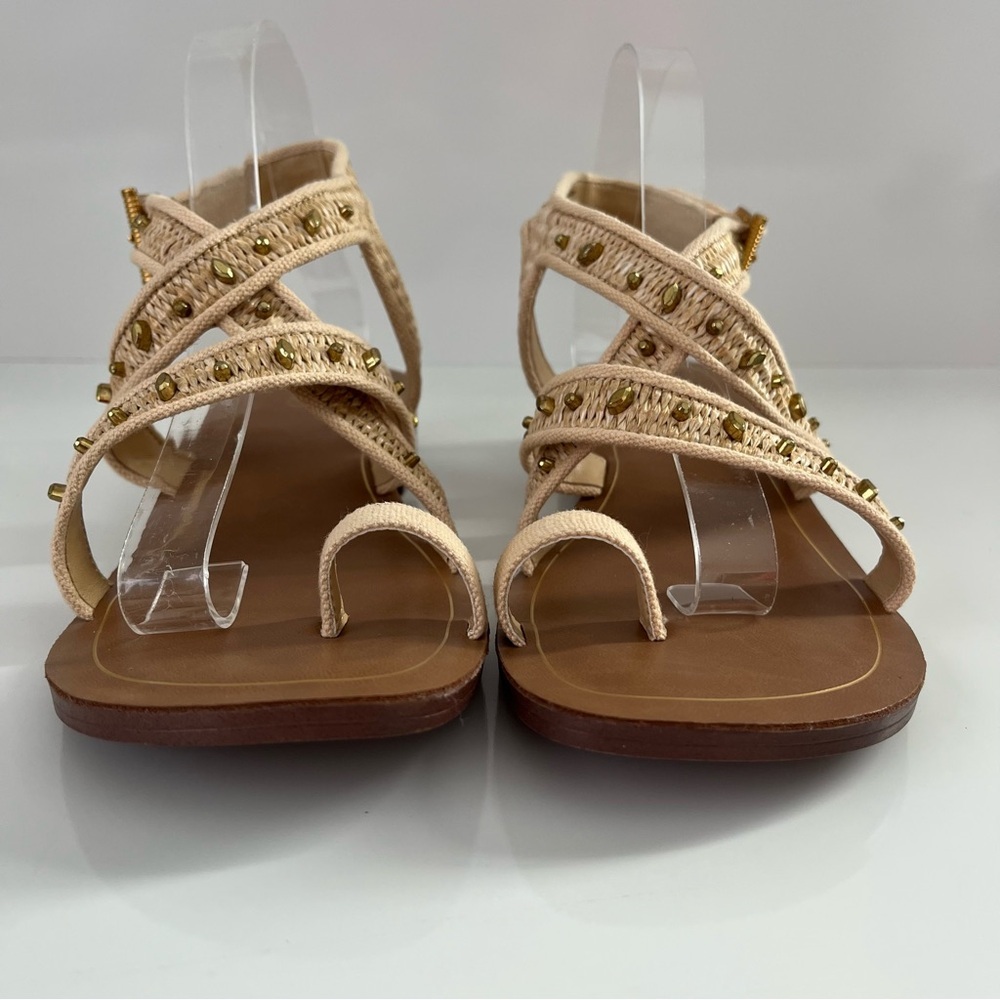 FRANCO SARTO Ina Toe Loop Sandal In Natural Raffia NEW - Picture 6 of 12